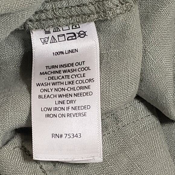 Nicole Miller 100% Linen Cargo Jogger Pants Green Large Casual Drawstring Pocket - Picture 7 of 11